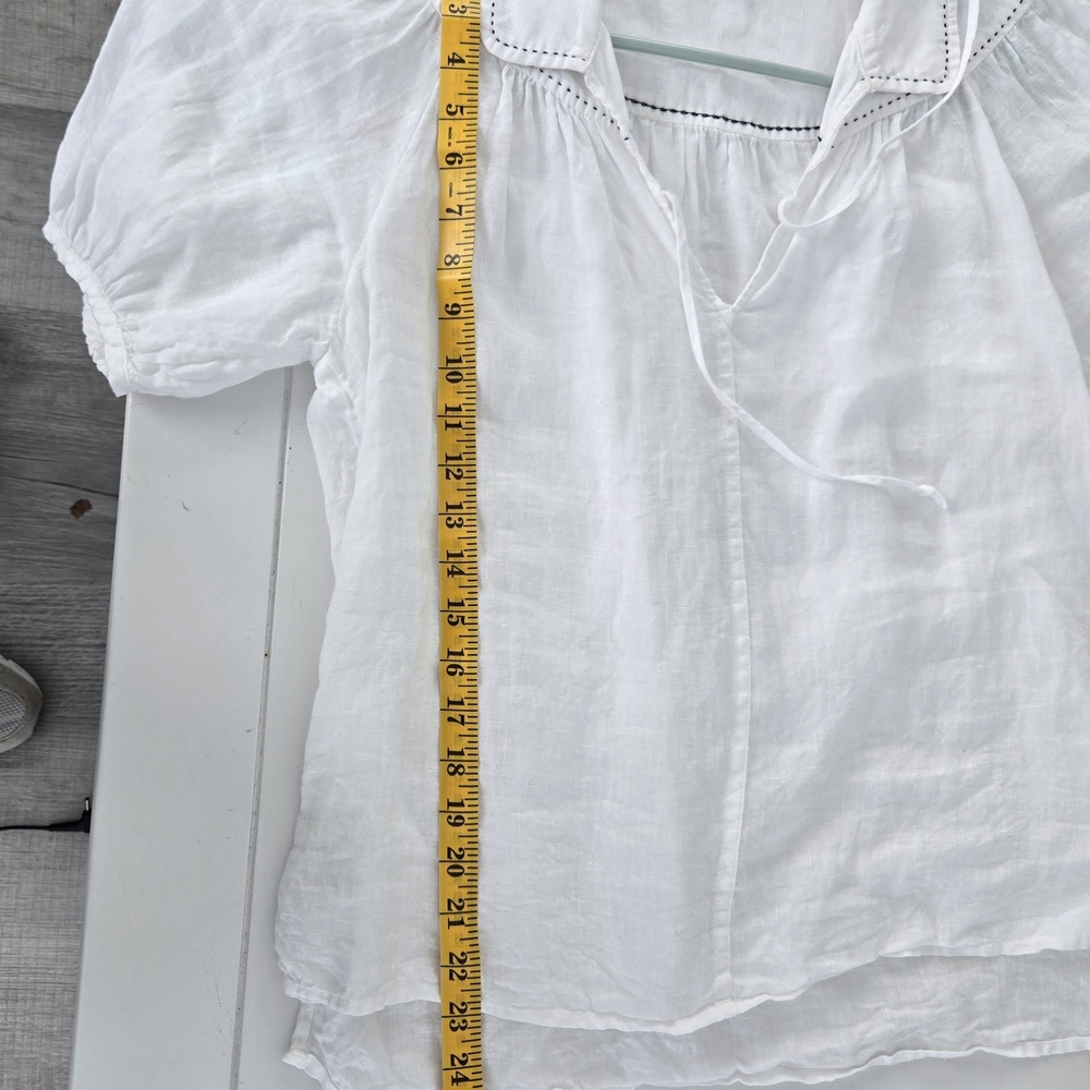 Anthropologie White Linen Women's Top S - Picture 7 of 10